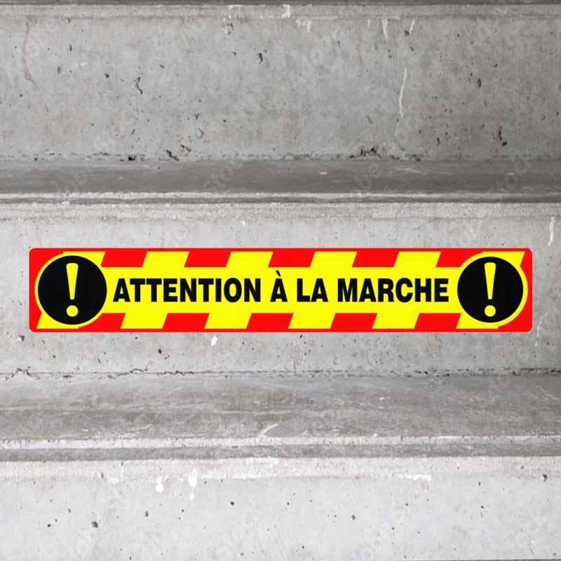 Autocollant Pour Plancher Et Escalier Attention La Marche Rouge