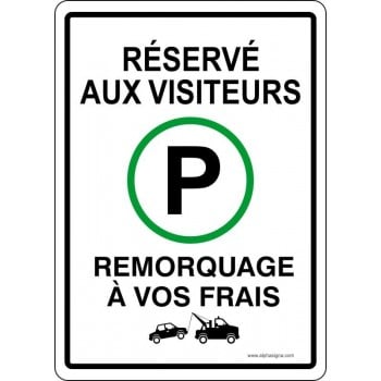 Affiche de parking: Réservé aux visiteurs, remorquage à vos frais