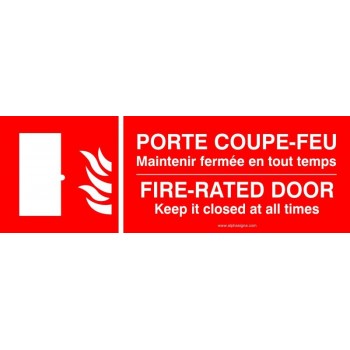 Affiche de sécurité-incendie bilingue : Porte coupe-feu maintenir fermée en tout temps