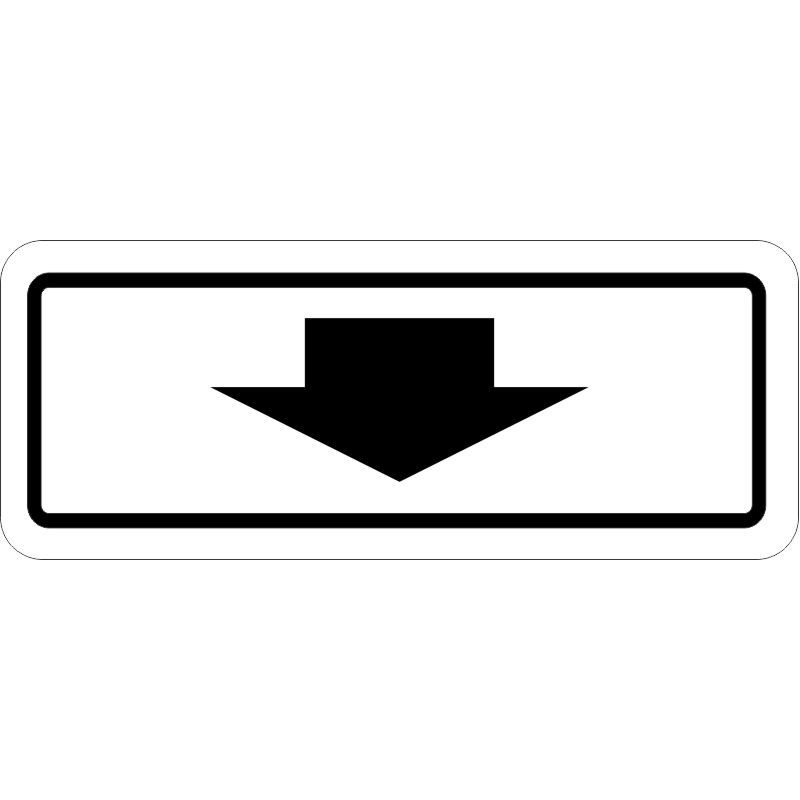 Plaque de stationnement complémentaire, flèche directionnelle noire sur fond blanc     Flèches:Flèche vers le bas ou le haut