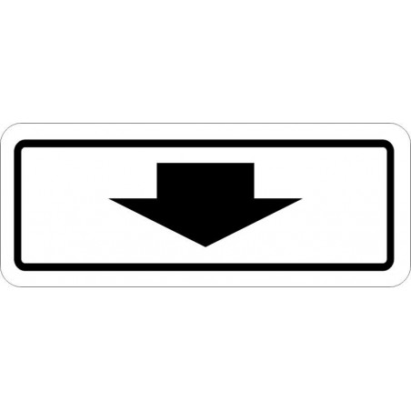 Plaque de stationnement complémentaire, flèche directionnelle noire sur fond blanc     Flèches:Flèche vers le bas ou le haut