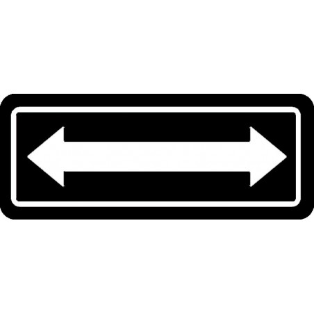 Plaque de stationnement complémentaire, flèche double sens rouge et blanc, sur fond blanc    