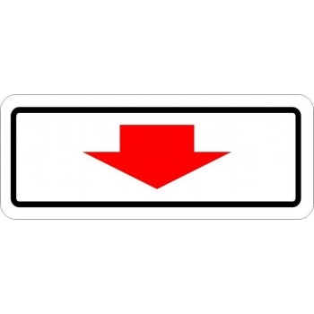 Plaque de stationnement complémentaire, flèche vers le bas ou le haut noire sur fond blanc    