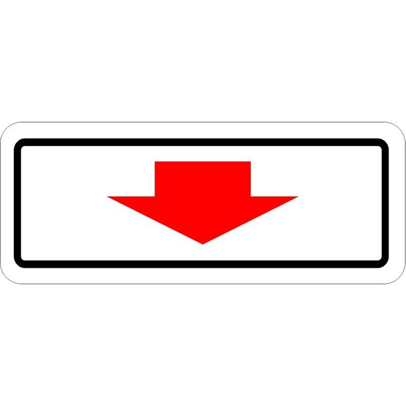 Plaque de stationnement complémentaire, flèche vers le bas ou le haut noire sur fond blanc    