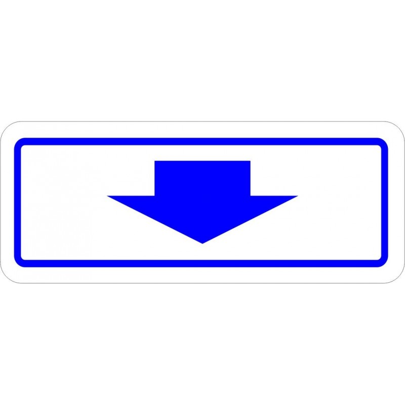Plaque de stationnement complémentaire avec flèche vers le bas ou le haut, bleu sur fond blanc Matériaux:Autocollant de Vinyle D