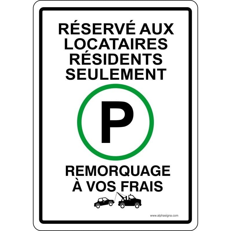 Plaque stationnement réservé aux résidents
