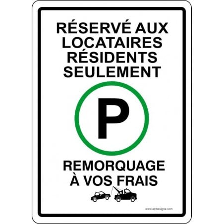 Affiche de stationnement: Réservé aux propriétaires des condos seulement Matériaux:Autocollant de Vinyle Dimensions:10" x 14"  E