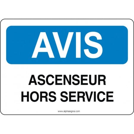 Affiche de sécurité: AVIS Ascenseur hors service