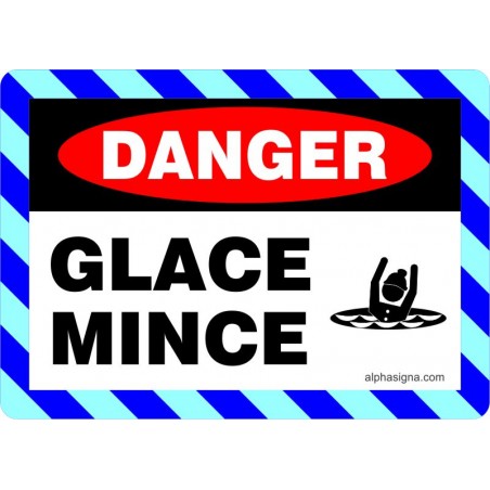 Affiche hivernale: Danger, Glace mince