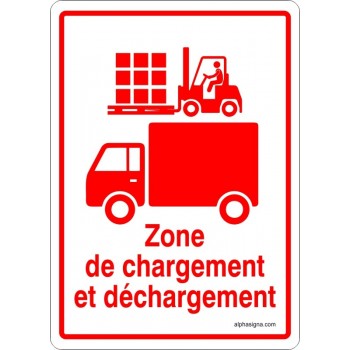 Affiche pour zone de chargement et de déchargement avec chariot élévateur