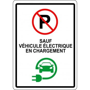 Affiche de stationnement: sauf véhicule électrique en chargement