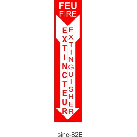 Affiche bilingue de sécurité-incendie, plat et avec flèche : Extincteur / extinguisher