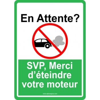 Panneau de stationnement: SVP merci d'éteindre votre moteur