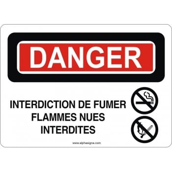Affiche de sécurité: DANGER Interdiction de fumer flammes nues interdites