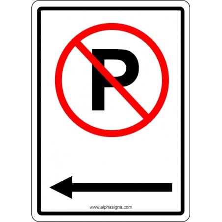 Affiche de stationnement avec pictogramme : Stationnement interdit avec choix de flèche