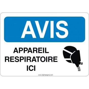 Affiche de sécurité: AVIS Appareil respiratoire ici