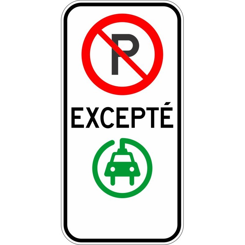 Panneau de prescription de stationnement (MTQ) P-150-1-G-D - Stationnement  interdit, avec flèche double sens
