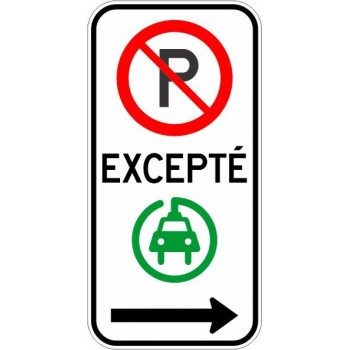 Panneau de prescription de stationnement (MTQ) P-150-10-D - Stationnement interdit excepté véhicule électrique