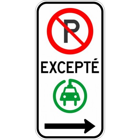 Panneau de prescription de stationnement (MTQ) P-150-10-D - Stationnement interdit excepté véhicule électrique