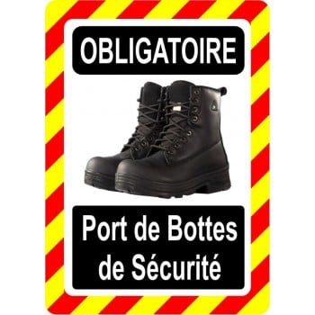Pancarte d'équipement de protection individuelle: Obligatoire, Bottes de sécurité, modèle noir