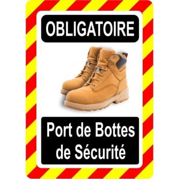 Pancarte d'équipement de protection individuelle: Obligatoire, Bottes de sécurité, modèle brun