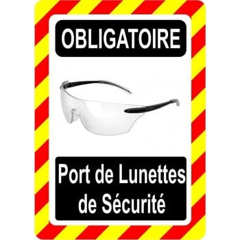 Pancarte d'équipement de protection individuelle: Obligatoire, lunettes de sécurité