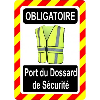 Pancarte d'équipement de protection individuelle: Obligatoire, dossard de sécurité, modèle jaune