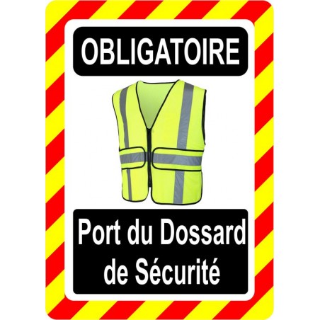 Pancarte d'équipement de protection individuelle: Obligatoire, dossard de sécurité, modèle jaune
