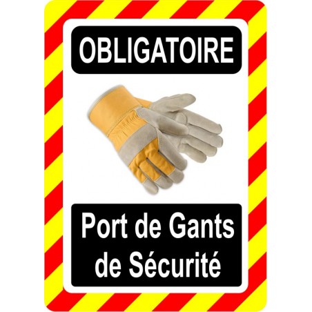 Pancarte d'équipement de protection individuelle: Obligatoire, gants de sécurité
