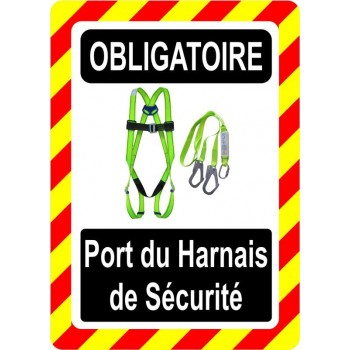Pancarte d'équipement de protection individuelle: Obligatoire, port du harnais de sécurité, modèle vert