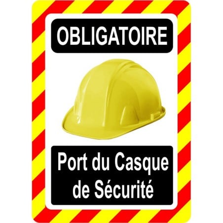 Pancarte d'équipement de protection individuelle: Obligatoire, casque de sécurité, modèle jaune