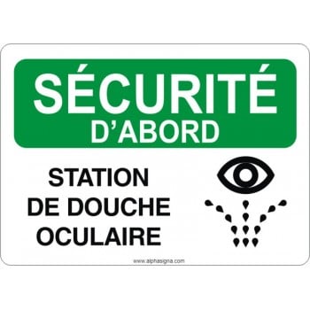 Affiche de sécurité: SÉCURITÉ D'ABORD Station de douche oculaire