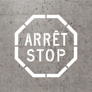 Pochoir stencil standard pictogramme et texte: Arrêt stop