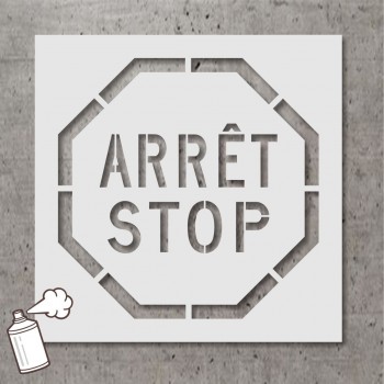 Pochoir stencil standard pictogramme et texte: Arrêt stop