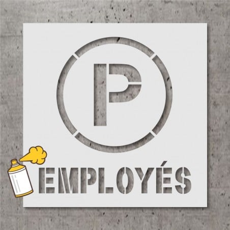 Pochoir stencil standard pictogramme et texte: Stationnement réservé pour employés