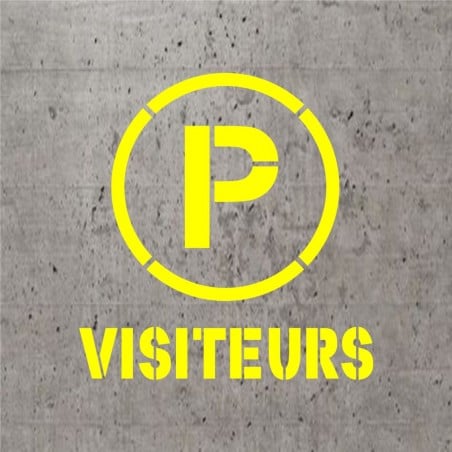 Pochoir stencil standard pictogramme et texte: Stationnement réservé pour les visiteurs