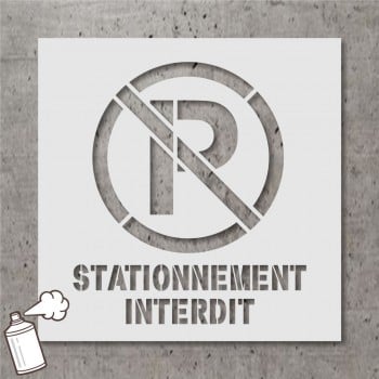 Pochoir stencil standard pictogramme et texte: Stationnement interdit