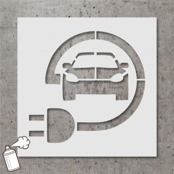 Pochoir stencil standard pictogramme: Stationnement réservé pour véhicule électrique