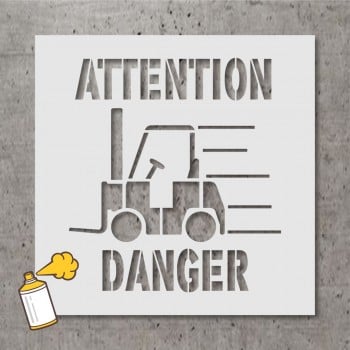 Pochoir stencil standard pictogramme: Danger, circulation de chariots élévateurs