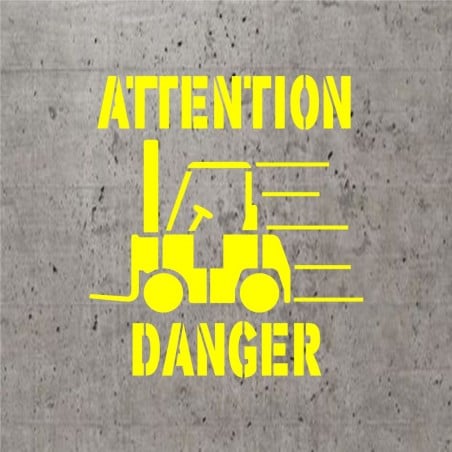 Pochoir stencil standard pictogramme: Danger, circulation de chariots élévateurs