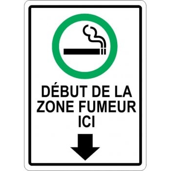 Affiche début de la zone fumeur ici, avec flèche