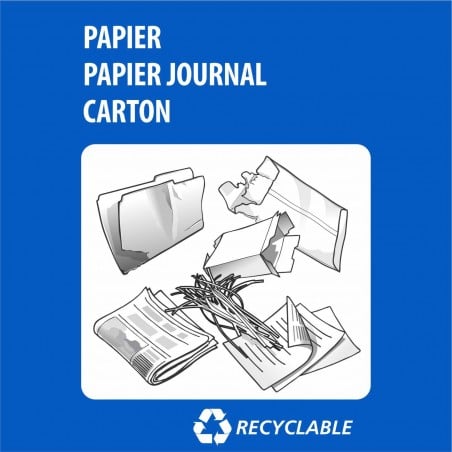Affiche carré de recyclage, Recyc-Québec: Papier, papier journal et carton