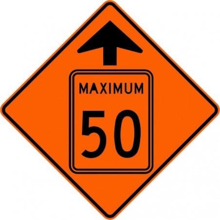 Panneau de travaux routiers: Signal avancé de limite de vitesse 50 km/h