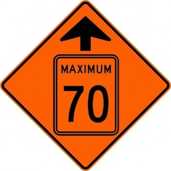 Panneau de travaux routiers: Signal avancé de limite de vitesse 70 km/h