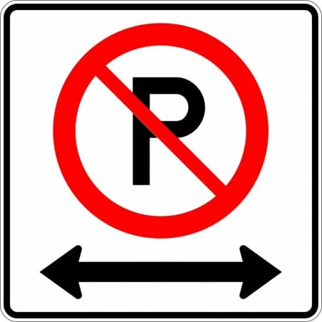 Panneau de Stationnement interdit, avec flèche double sens