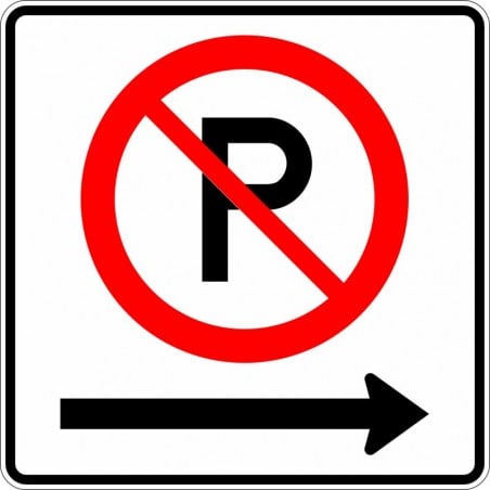 Panneau de Stationnement interdit , avec flèche vers la droite