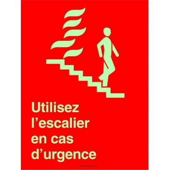 Affiche photoluminescente de sécurité-incendie : Utilisez l'escalier en cas d'urgence