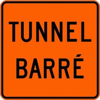 Panneau de travaux routiers: Tunnel barré