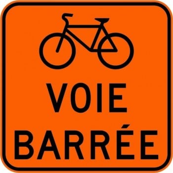 Panneau de travaux routiers: Voie cyclable Barré