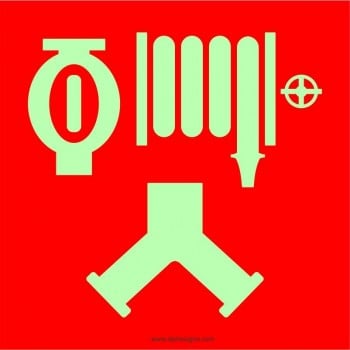 Affiche photoluminescente de sécurité-incendie: Raccord siamois combiné gicleurs et colonne humide ou sèche